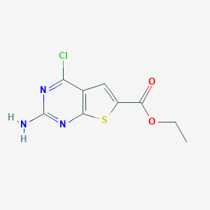 molecular formula C9H8ClN3O2S B079509 Ethyl 2-amino-4-chlorothieno[2,3-d]pyrimidine-6-carboxylate CAS No. 847560-46-7
