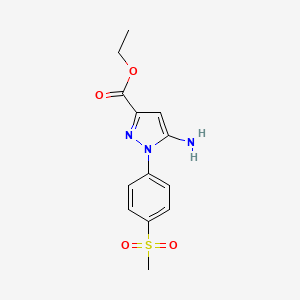 molecular formula C13H15N3O4S B7950924 Ethyl 5-amino-1-(4-methylsulfonylphenyl)pyrazole-3-carboxylate 