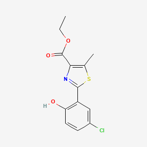 molecular formula C13H12ClNO3S B7951351 Ethyl 2-(5-chloro-2-hydroxyphenyl)-5-methyl-1,3-thiazole-4-carboxylate 