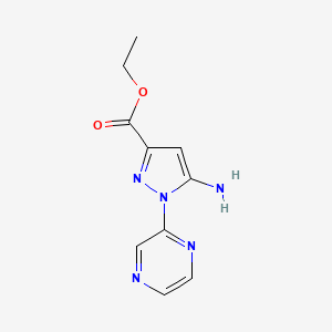 molecular formula C10H11N5O2 B7951523 Ethyl 5-amino-1-pyrazin-2-ylpyrazole-3-carboxylate 