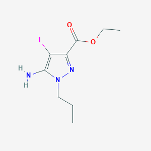 molecular formula C9H14IN3O2 B7951559 Ethyl 5-amino-4-iodo-1-propylpyrazole-3-carboxylate 