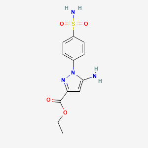 molecular formula C12H14N4O4S B7951933 Ethyl 5-amino-1-(4-sulfamoylphenyl)pyrazole-3-carboxylate 