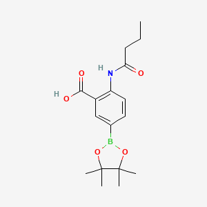 molecular formula C17H24BNO5 B7952889 2-Butanamido-5-(tetramethyl-1,3,2-dioxaborolan-2-yl)benzoic acid 