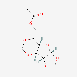 molecular formula C10H14O7 B7955679 [(1S,2R,6R,8R,9R)-3,5,7,10,12-pentaoxatricyclo[6.4.0.02,6]dodecan-9-yl]methyl acetate 