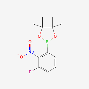 molecular formula C12H15BFNO4 B7956294 2-(3-Fluoro-2-nitrophenyl)-4,4,5,5-tetramethyl-1,3,2-dioxaborolane 