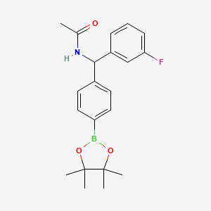 molecular formula C21H25BFNO3 B7957065 N-[(3-Fluorophenyl)[4-(tetramethyl-1,3,2-dioxaborolan-2-yl)phenyl]methyl]acetamide 