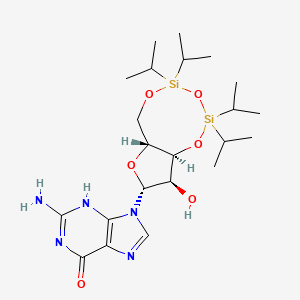 molecular formula C22H39N5O6Si2 B7957239 9-[(6aR,8R,9R,9aS)-9-hydroxy-2,2,4,4-tetra(propan-2-yl)-6a,8,9,9a-tetrahydro-6H-furo[3,2-f][1,3,5,2,4]trioxadisilocin-8-yl]-2-amino-3H-purin-6-one 