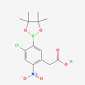 molecular formula C14H17BClNO6 B7957616 [4-Chloro-2-nitro-5-(tetramethyl-1,3,2-dioxaborolan-2-yl)phenyl]acetic acid 