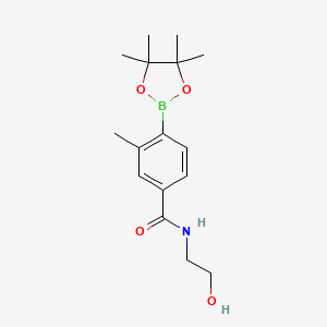 molecular formula C16H24BNO4 B7957871 N-(2-Hydroxyethyl)-3-methyl-4-(tetramethyl-1,3,2-dioxaborolan-2-yl)benzamide 