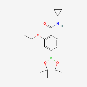 molecular formula C18H26BNO4 B7958086 N-Cyclopropyl-2-ethoxy-4-(tetramethyl-1,3,2-dioxaborolan-2-yl)benzamide 