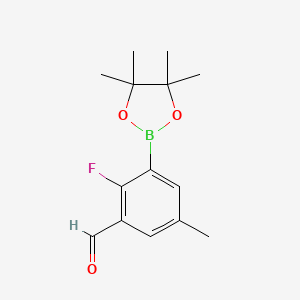 molecular formula C14H18BFO3 B7958101 2-Fluoro-5-methyl-3-(tetramethyl-1,3,2-dioxaborolan-2-yl)benzaldehyde 