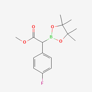 molecular formula C15H20BFO4 B7958746 Methyl 2-(4-fluorophenyl)-2-(tetramethyl-1,3,2-dioxaborolan-2-yl)acetate 