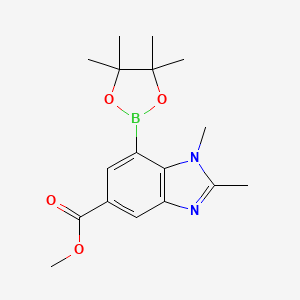 molecular formula C17H23BN2O4 B7958798 Methyl 1,2-dimethyl-7-(tetramethyl-1,3,2-dioxaborolan-2-yl)-1,3-benzodiazole-5-carboxylate 