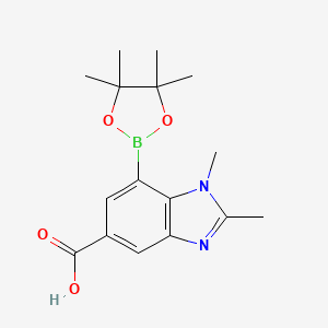 molecular formula C16H21BN2O4 B7958825 1,2-Dimethyl-7-(tetramethyl-1,3,2-dioxaborolan-2-yl)-1,3-benzodiazole-5-carboxylic acid 