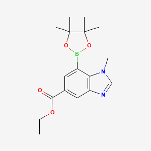 molecular formula C17H23BN2O4 B7958878 Ethyl 1-methyl-7-(tetramethyl-1,3,2-dioxaborolan-2-yl)-1,3-benzodiazole-5-carboxylate 