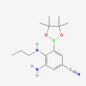 molecular formula C16H24BN3O2 B7958890 3-Amino-4-(propylamino)-5-(tetramethyl-1,3,2-dioxaborolan-2-yl)benzonitrile 