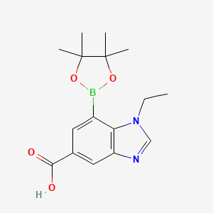 molecular formula C16H21BN2O4 B7958896 1-Ethyl-7-(tetramethyl-1,3,2-dioxaborolan-2-yl)-1,3-benzodiazole-5-carboxylic acid 