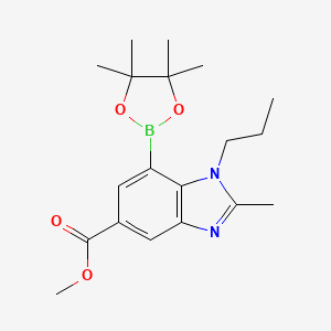 molecular formula C19H27BN2O4 B7958925 Methyl 2-methyl-1-propyl-7-(tetramethyl-1,3,2-dioxaborolan-2-yl)-1,3-benzodiazole-5-carboxylate 