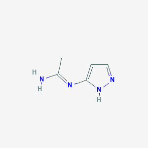 molecular formula C5H8N4 B7959149 N'-(1H-pyrazol-5-yl)ethanimidamide 