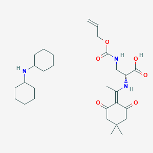 molecular formula C29H47N3O6 B7959232 N-cyclohexylcyclohexanamine;(2R)-2-[1-(4,4-dimethyl-2,6-dioxocyclohexylidene)ethylamino]-3-(prop-2-enoxycarbonylamino)propanoic acid 