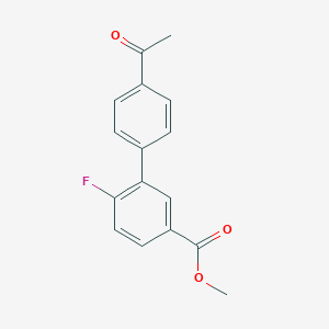 molecular formula C16H13FO3 B7959920 Methyl 3-(4-acetylphenyl)-4-fluorobenzoate 