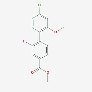 molecular formula C15H12ClFO3 B7960011 Methyl 4-(4-chloro-2-methoxyphenyl)-3-fluorobenzoate 