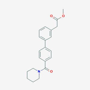 molecular formula C21H23NO3 B7960060 Methyl 2-(3-{4-[(piperidin-1-yl)carbonyl]phenyl}phenyl)acetate 