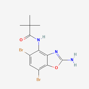 molecular formula C12H13Br2N3O2 B7960128 N-(2-Amino-5,7-dibromo-1,3-benzoxazol-4-YL)-2,2-dimethylpropanamide 