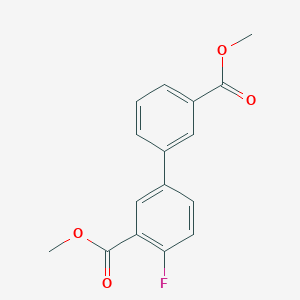 molecular formula C16H13FO4 B7960679 Methyl 2-fluoro-5-[3-(methoxycarbonyl)phenyl]benzoate 
