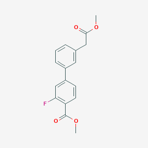 molecular formula C17H15FO4 B7960695 Methyl 2-fluoro-4-[3-(2-methoxy-2-oxoethyl)phenyl]benzoate CAS No. 1820711-15-6