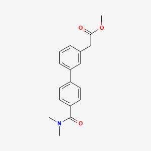 molecular formula C18H19NO3 B7960826 Methyl 2-{3-[4-(dimethylcarbamoyl)phenyl]phenyl}acetate 