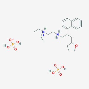 molecular formula C23H40N2O9P2 B079609 2-Furanpropylamine, tetrahydro-N-(2-diethylaminoethyl)-beta-(1-naphthyl)-, biphosphate CAS No. 10347-74-7
