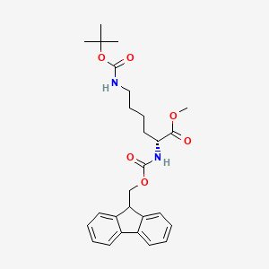 molecular formula C27H34N2O6 B7961938 methyl (2R)-6-{[(tert-butoxy)carbonyl]amino}-2-{[(9H-fluoren-9-ylmethoxy)carbonyl]amino}hexanoate 