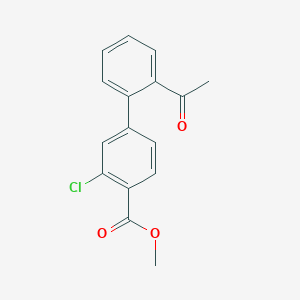 molecular formula C16H13ClO3 B7962290 Methyl 4-(2-acetylphenyl)-2-chlorobenzoate 