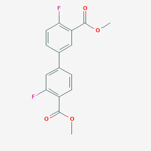 molecular formula C16H12F2O4 B7962299 Methyl 2-fluoro-4-[4-fluoro-3-(methoxycarbonyl)phenyl]benzoate 