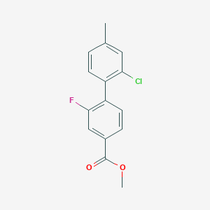 molecular formula C15H12ClFO2 B7962390 Methyl 4-(2-chloro-4-methylphenyl)-3-fluorobenzoate 