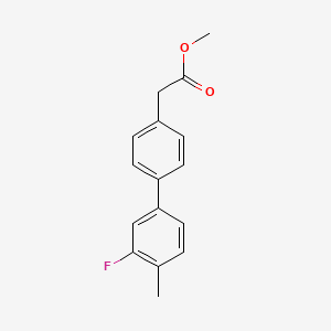 molecular formula C16H15FO2 B7962902 Methyl 2-[4-(3-fluoro-4-methylphenyl)phenyl]acetate 