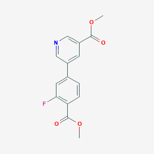 molecular formula C15H12FNO4 B7962961 Methyl 5-[3-fluoro-4-(methoxycarbonyl)phenyl]pyridine-3-carboxylate CAS No. 1820666-85-0