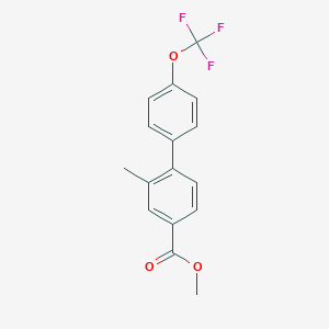 molecular formula C16H13F3O3 B7963038 Methyl 3-methyl-4-[4-(trifluoromethoxy)phenyl]benzoate 