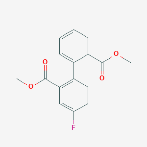 molecular formula C16H13FO4 B7963104 Methyl 5-fluoro-2-[2-(methoxycarbonyl)phenyl]benzoate 