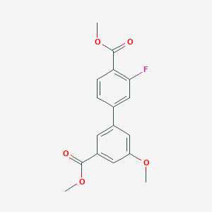 molecular formula C17H15FO5 B7963121 Methyl 2-fluoro-4-[3-methoxy-5-(methoxycarbonyl)phenyl]benzoate 