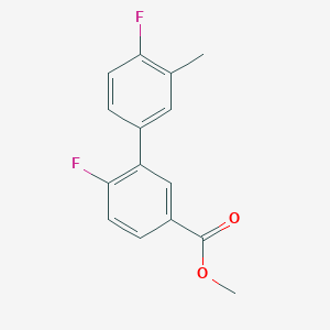 molecular formula C15H12F2O2 B7963142 Methyl 4-fluoro-3-(4-fluoro-3-methylphenyl)benzoate 