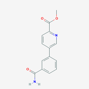 molecular formula C14H12N2O3 B7963702 Methyl 5-(3-carbamoylphenyl)pyridine-2-carboxylate 