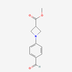 molecular formula C12H13NO3 B7963777 Methyl 1-(4-formylphenyl)azetidine-3-carboxylate 