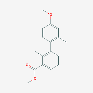 molecular formula C17H18O3 B7963785 Methyl 3-(4-methoxy-2-methylphenyl)-2-methylbenzoate 