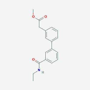 molecular formula C18H19NO3 B7963849 Methyl 2-{3-[3-(ethylcarbamoyl)phenyl]phenyl}acetate 