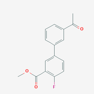 molecular formula C16H13FO3 B7963925 Methyl 5-(3-acetylphenyl)-2-fluorobenzoate 