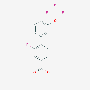 molecular formula C15H10F4O3 B7964060 2-Fluoro-3'-(trifluoromethoxy)biphenyl-4-carboxylic acid methyl ester 