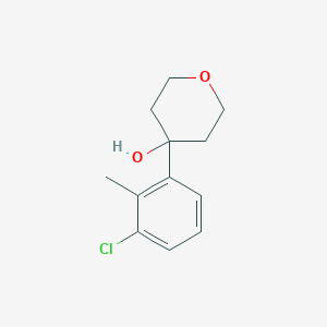 molecular formula C12H15ClO2 B7965770 4-(3-Chloro-2-methylphenyl)oxan-4-ol 