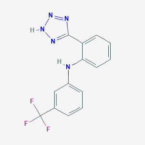molecular formula C14H10F3N5 B079692 1H-Tetrazole, 5-(o-(alpha,alpha,alpha-trifluoro-m-toluidino)phenyl)- CAS No. 13481-63-5